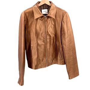 Vintage Y2K JOOP! Copper Metallic Genuine Leather Zip Jacket